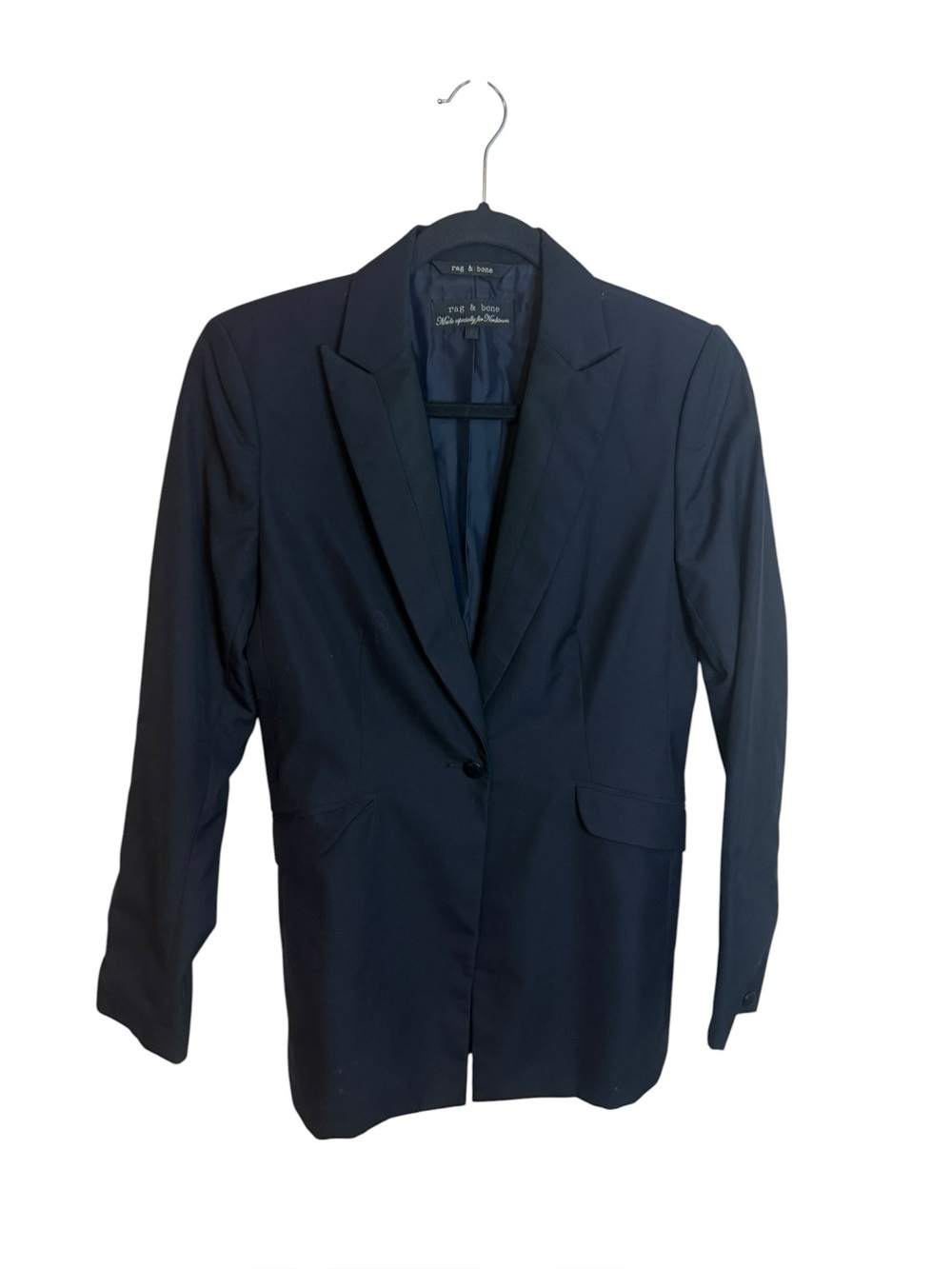 Rag & Bone Navy Blue Wool Single Button Blazer